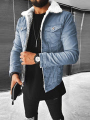 Plush Style Thickened Denim Men's Outer Jacket - 808Lush