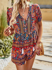 Positioning flower one-piece loose casual jumpsuit - 808Lush