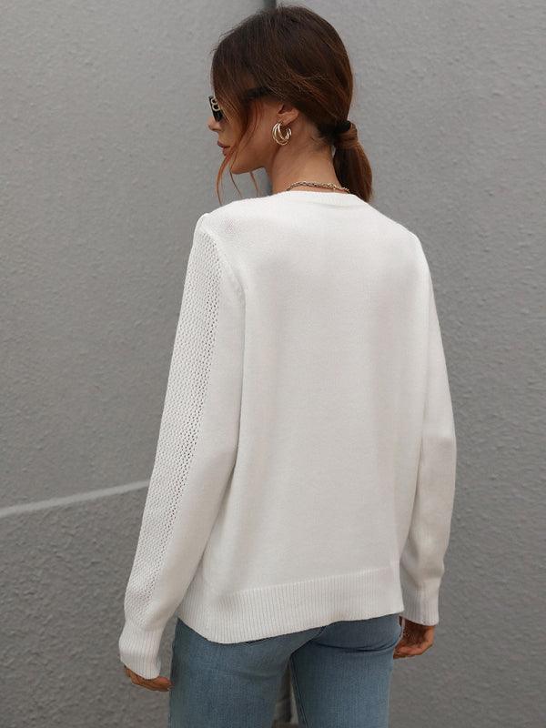Pullover loose solid color knit fringed sweater - 808Lush