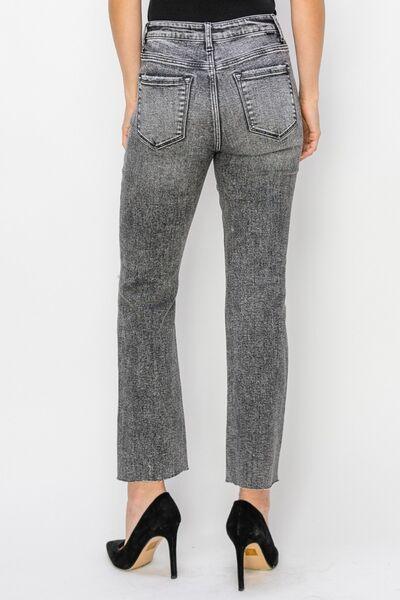 Women High Waist Distressed Straight Jeans - 808Lush