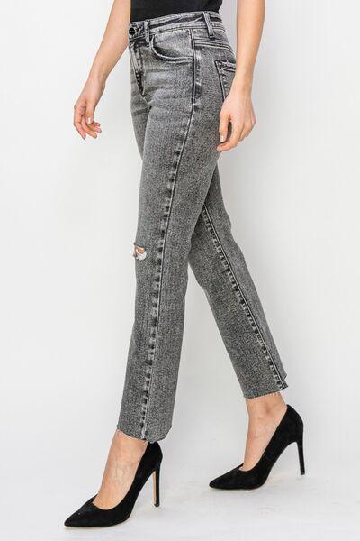 Women High Waist Distressed Straight Jeans - 808Lush
