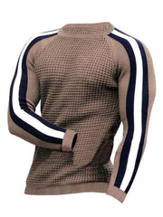 Round neck color contrast t-shirt men's casual loose bottoming sweater - 808Lush