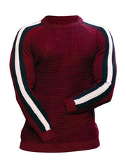 Round neck color contrast t-shirt men's casual loose bottoming sweater - 808Lush
