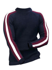 Round neck color contrast t-shirt men's casual loose bottoming sweater - 808Lush