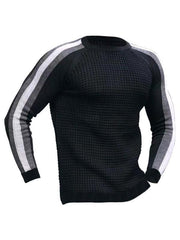 Round neck color contrast t-shirt men's casual loose bottoming sweater - 808Lush