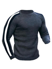 Round neck color contrast t-shirt men's casual loose bottoming sweater - 808Lush