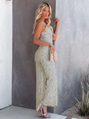 Sexy Temperament Elegant Lace Jumpsuit Mid Waist Casual Pants Smooth Lining - 808Lush