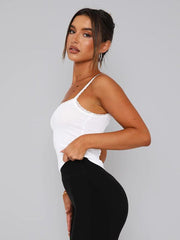 Sexy Versatile Slim Short Lace Stitching Pure Color Tank - 808Lush