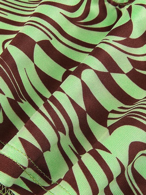 Sexy women's abstract dazzling dizzy ripple print halter neck tie top - 808Lush