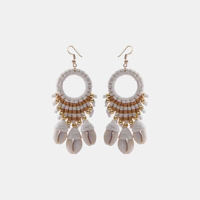 Shell Cotton Cord Brass Dangle Earrings - 808Lush