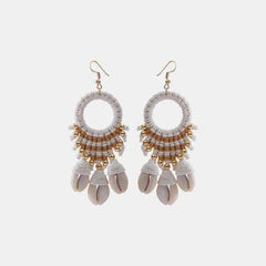 Shell Cotton Cord Brass Dangle Earrings - 808Lush