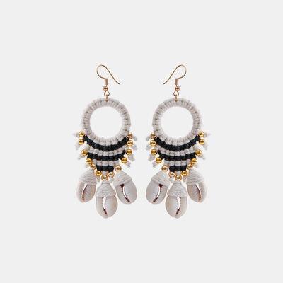 Shell Cotton Cord Brass Dangle Earrings - 808Lush