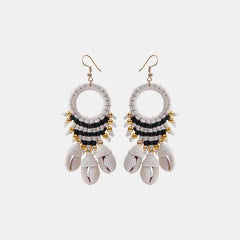 Shell Cotton Cord Brass Dangle Earrings - 808Lush