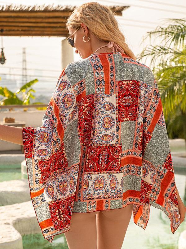 Short Beach Cover Up Sunscreen Sunshade Kimono Cardigan Top - 808Lush