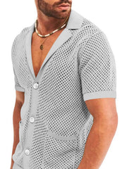 Short-sleeved shorts Knit lapel cardigan Short-sleeved men's suit - 808Lush