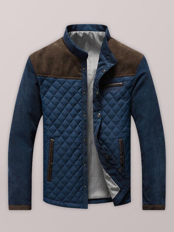 Side seam pocket thickened non-hooded blue casual youth jacket - 808Lush