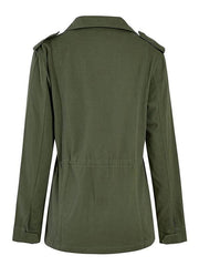 Slim fashion trendy solid color loose zippered multi-pocket jacket women's coat - 808Lush
