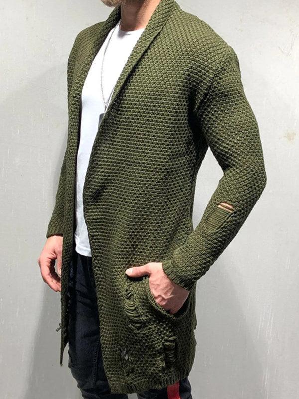 Men Cardigan Knitted Jacket Mid-Length Loose - 808Lush