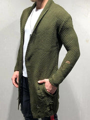 Men Cardigan Knitted Jacket Mid-Length Loose - 808Lush