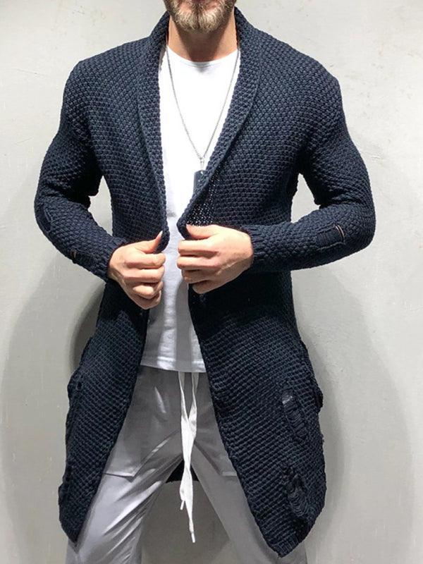 Men Cardigan Knitted Jacket Mid-Length Loose - 808Lush