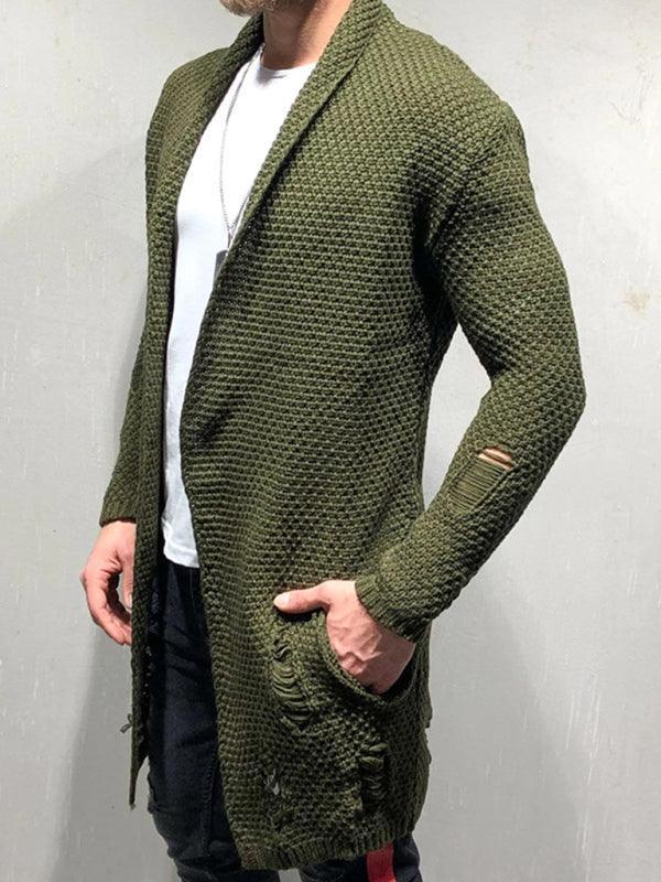 Men Cardigan Knitted Jacket Mid-Length Loose - 808Lush