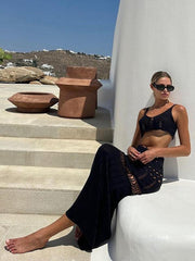 Solid Color Sexy Knitted Hollow Bikini Swimsuit Cover-up Sun Protection Wear Beach Suit - 808Lush