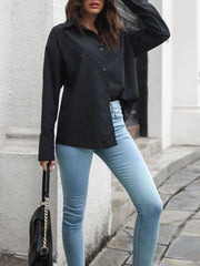 Solid color long-sleeved shirt J simple casual all-match top - 808Lush