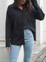 Solid color long-sleeved shirt J simple casual all-match top - 808Lush