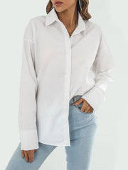 Solid color long-sleeved shirt J simple casual all-match top - 808Lush