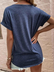 t-shirt for women loose neckline loose short-sleeved - 808Lush