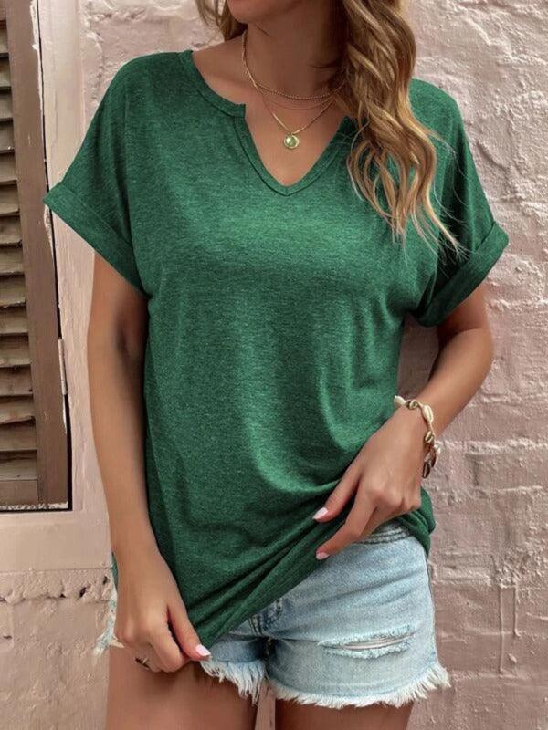 t-shirt for women loose neckline loose short-sleeved - 808Lush