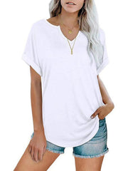 t-shirt for women loose neckline loose short-sleeved - 808Lush