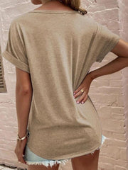 t-shirt for women loose neckline loose short-sleeved - 808Lush