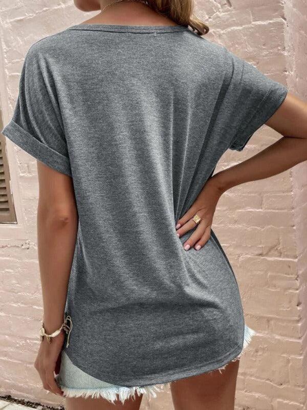 t-shirt for women loose neckline loose short-sleeved - 808Lush