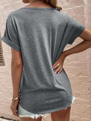 t-shirt for women loose neckline loose short-sleeved - 808Lush