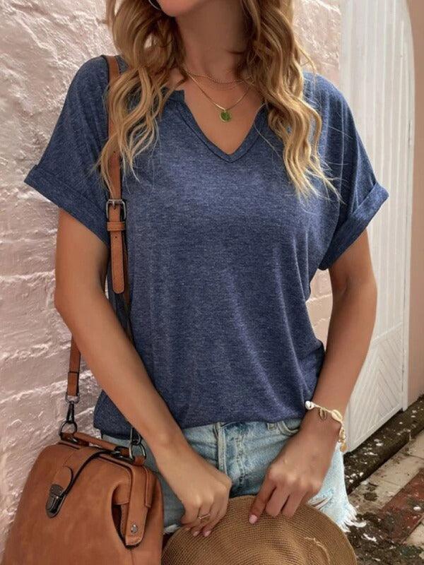 t-shirt for women loose neckline loose short-sleeved - 808Lush