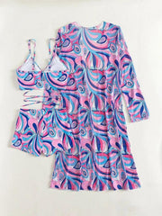 Split three-piece high waist long-sleeved bikini - 808Lush