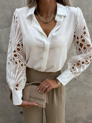 women's color lace stitching shirt shirt for women - 808Lush