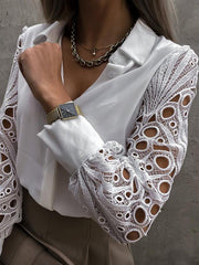 women's color lace stitching shirt shirt for women - 808Lush