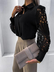 women's color lace stitching shirt shirt for women - 808Lush