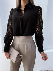 women's color lace stitching shirt shirt for women - 808Lush