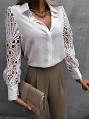 women's color lace stitching shirt shirt for women - 808Lush