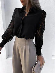 women's color lace stitching shirt shirt for women - 808Lush