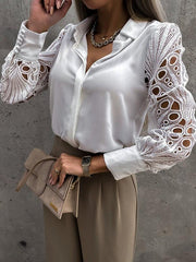 women's color lace stitching shirt shirt for women - 808Lush