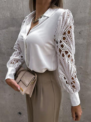 women's color lace stitching shirt shirt for women - 808Lush