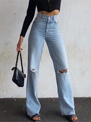 Street loose jeans, ripped raw edge straight pants, floor mopping pants - 808Lush