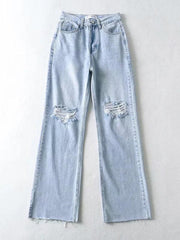 Street loose jeans, ripped raw edge straight pants, floor mopping pants - 808Lush