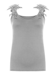 Summer U-neck solid color lace top vest - 808Lush