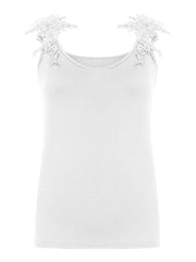 Summer U-neck solid color lace top vest - 808Lush
