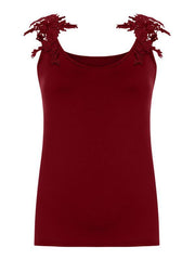Summer U-neck solid color lace top vest - 808Lush